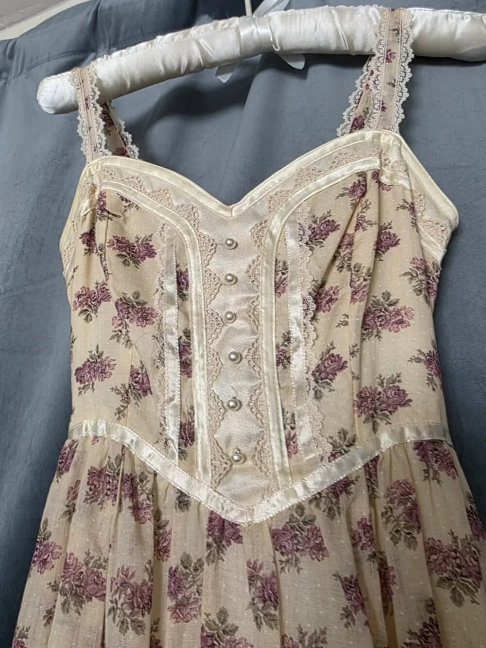 Vintage 70s Gunne Sax 2-Piece Calico Floral Maxi Dress & Crop Bolero Jacket Set
